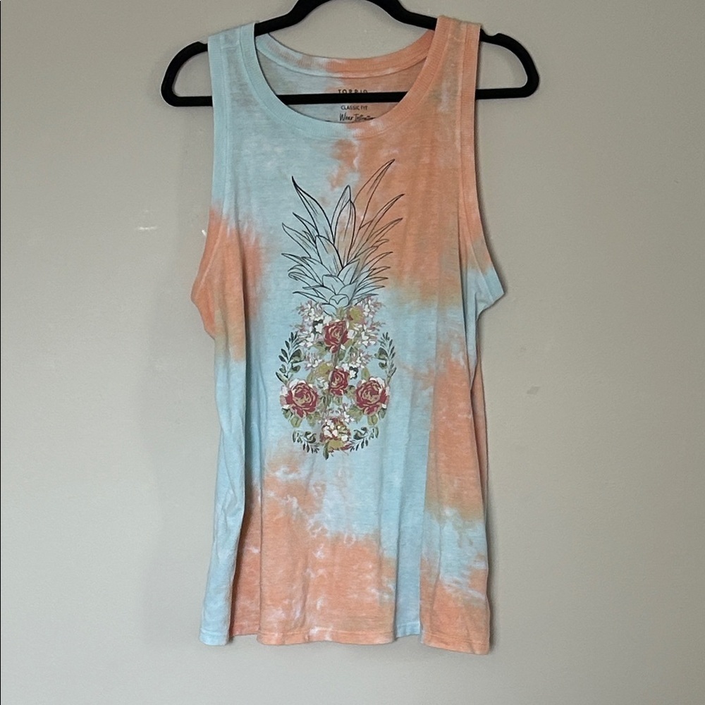 Torrid Blue and Orange Tie-Dye Pineapple Tank Top